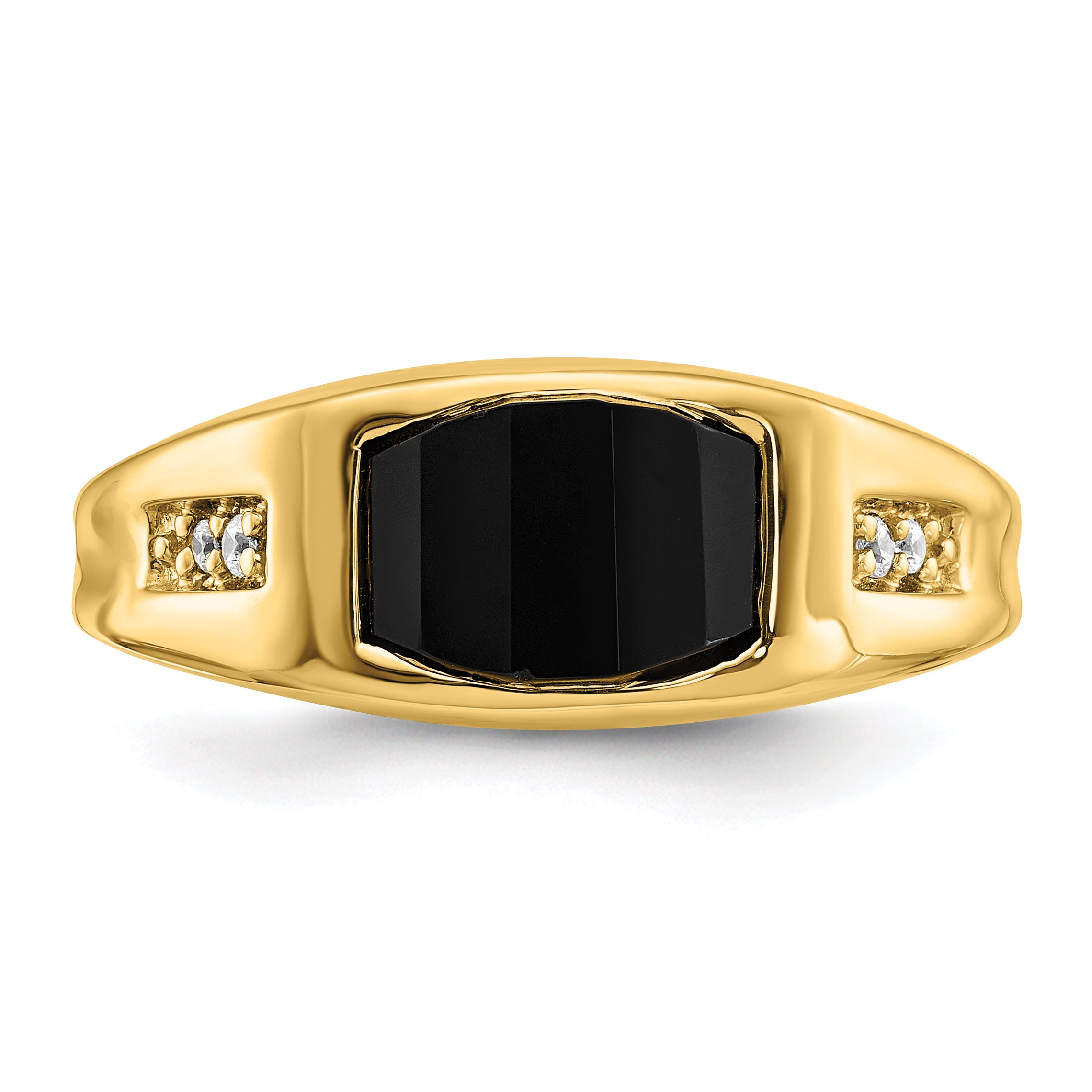 14k Onyx and Diamond Mens Ring
