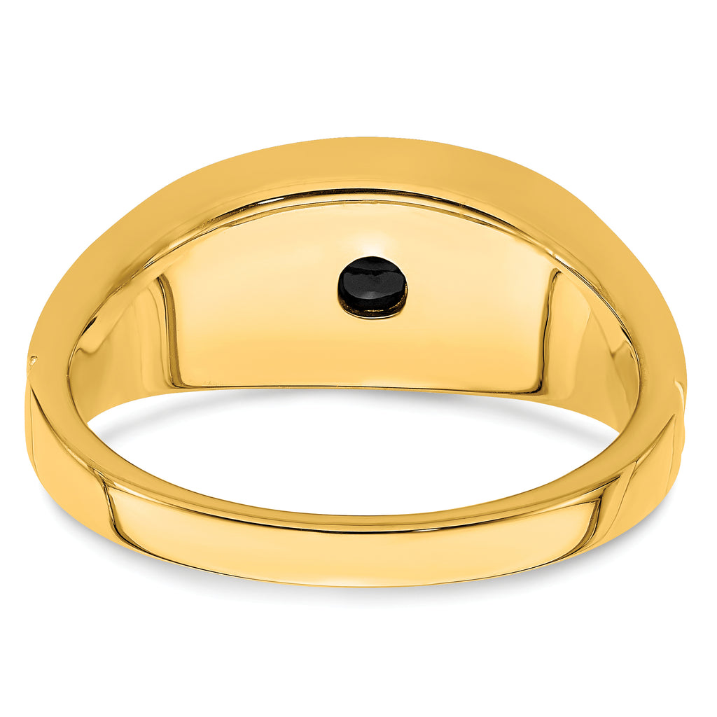 14k Onyx and Diamond Mens Ring