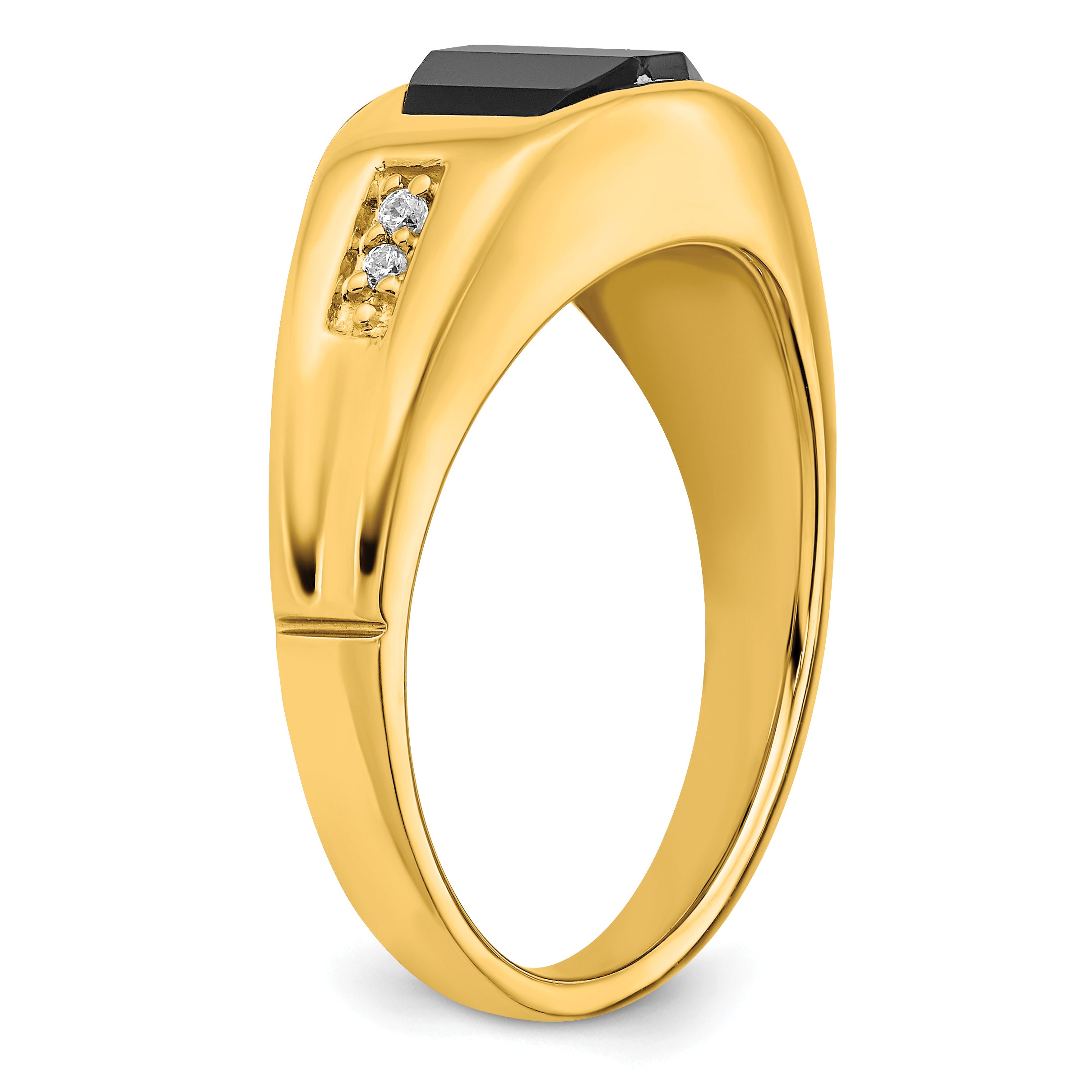 14k Onyx and Diamond Mens Ring