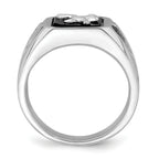 14k White Gold Onyx and Diamond Eagle Mens Ring