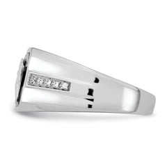 14k White Gold Onyx and Diamond Eagle Mens Ring