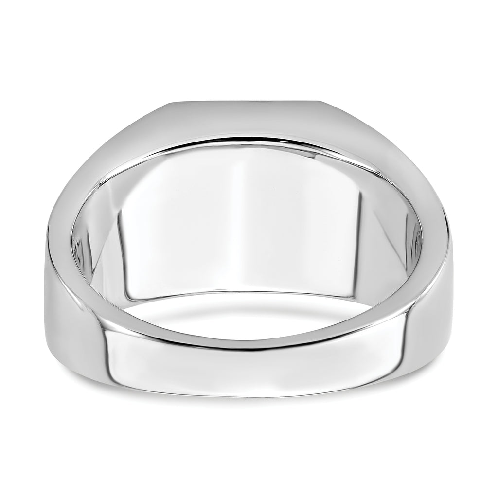 14k White Gold Onyx and Diamond Eagle Mens Ring