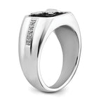 14k White Gold Onyx and Diamond Eagle Mens Ring