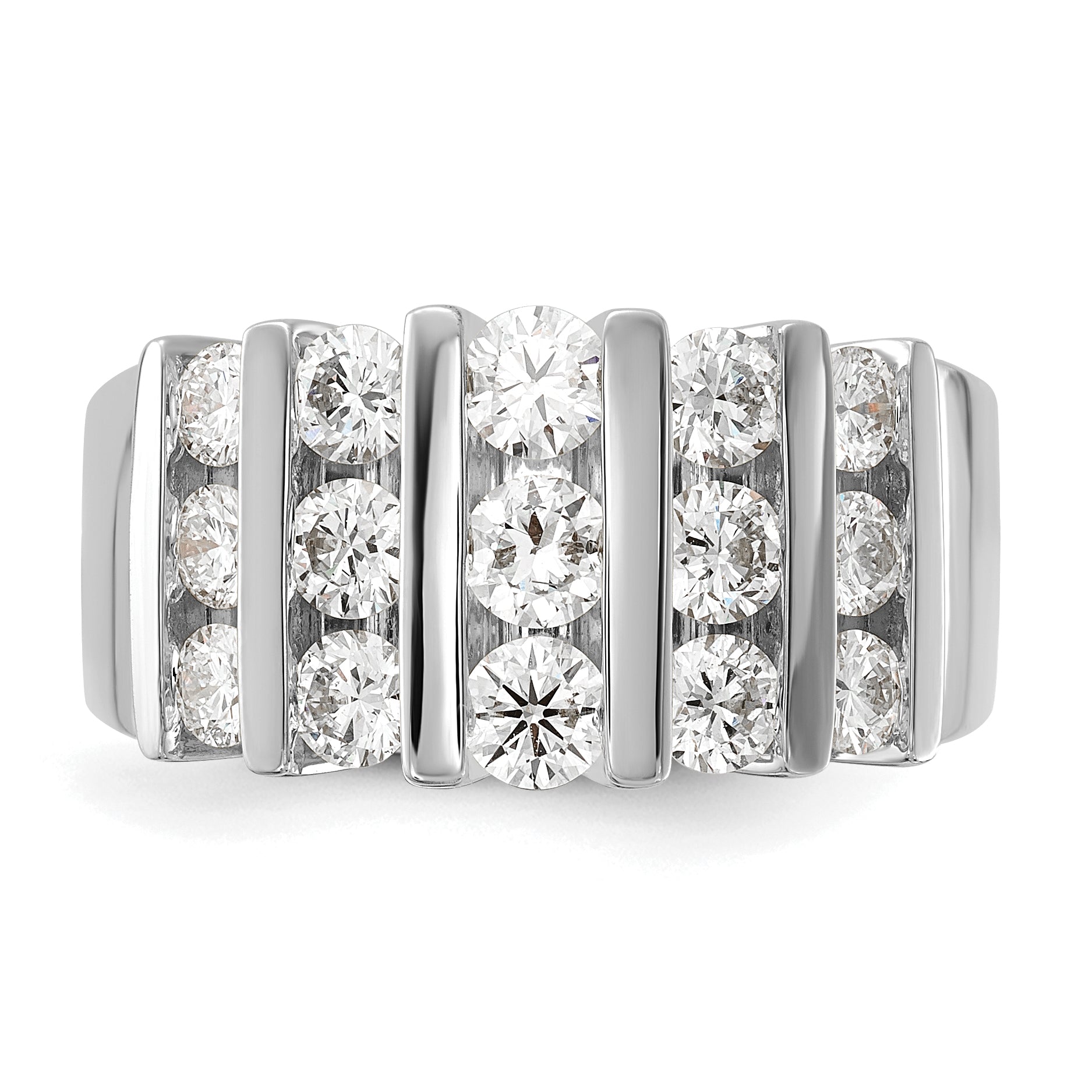 14k White Gold 1 1/2 carat Lab Grown Diamond VS/SI+ G+ Complete Fashion Band