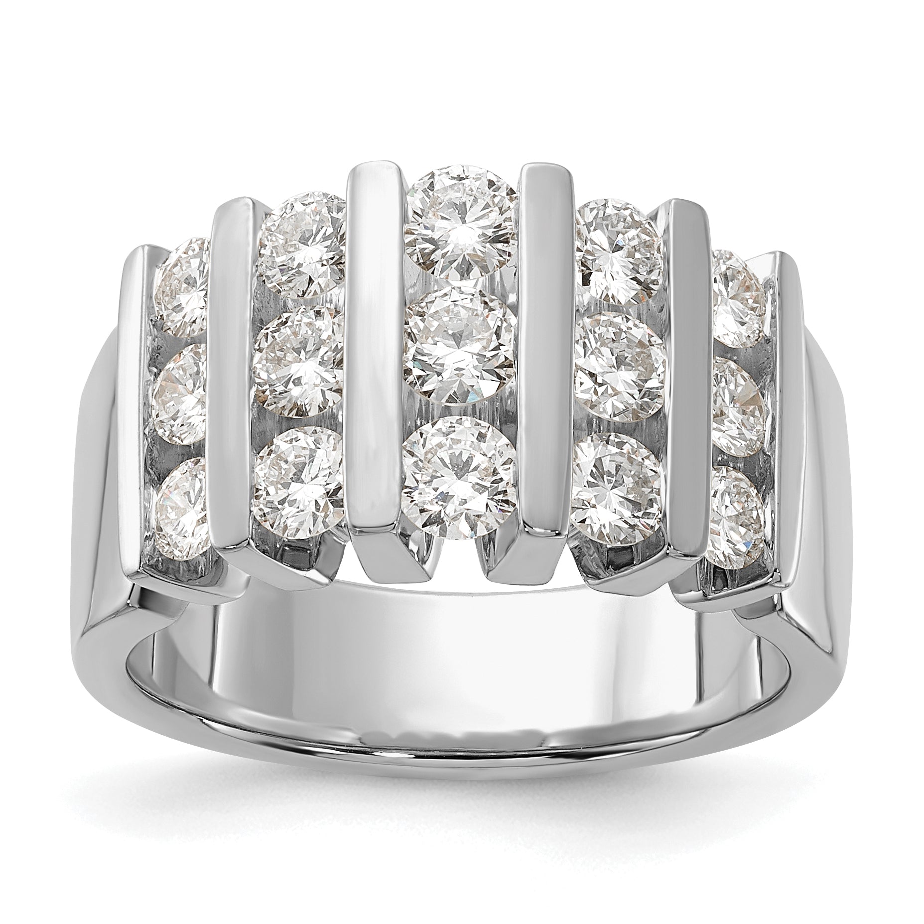 14k White Gold 1 1/2 carat Lab Grown Diamond VS/SI+ G+ Complete Fashion Band
