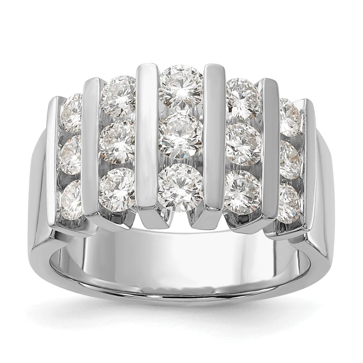 14k White Gold 1 1/2 carat Lab Grown Diamond VS/SI+ G+ Complete Fashion Band