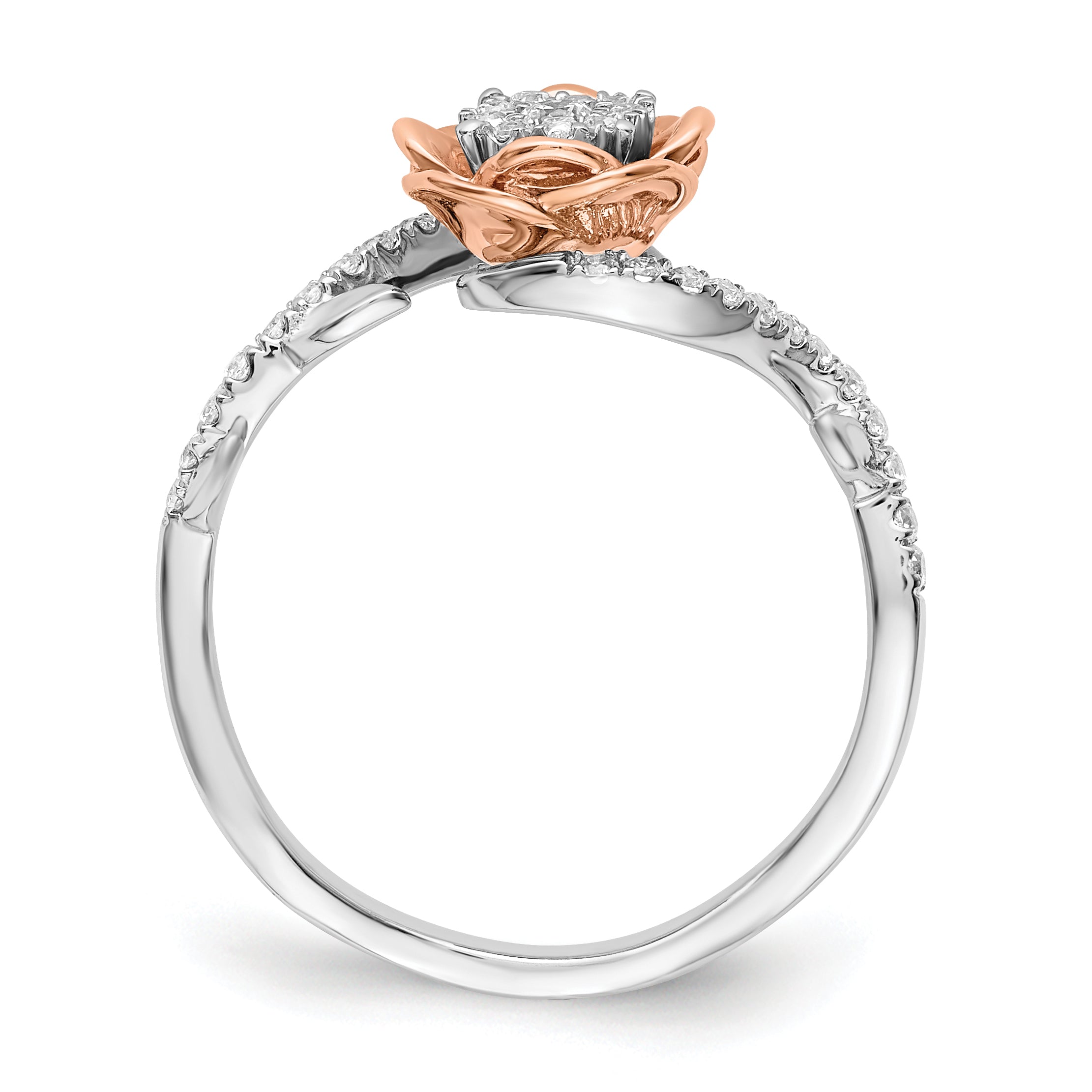 14k Two-Tone Rose and White Gold 1/4 carat Lab Grown Diamond VS/SI+ G+ Complete Flower Ring Secondary image