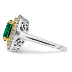 14k Two-Tone 1/2 carat Lab Grown Diamond VS/SI+ G+ and Lab Created Emerald Fashion Ring