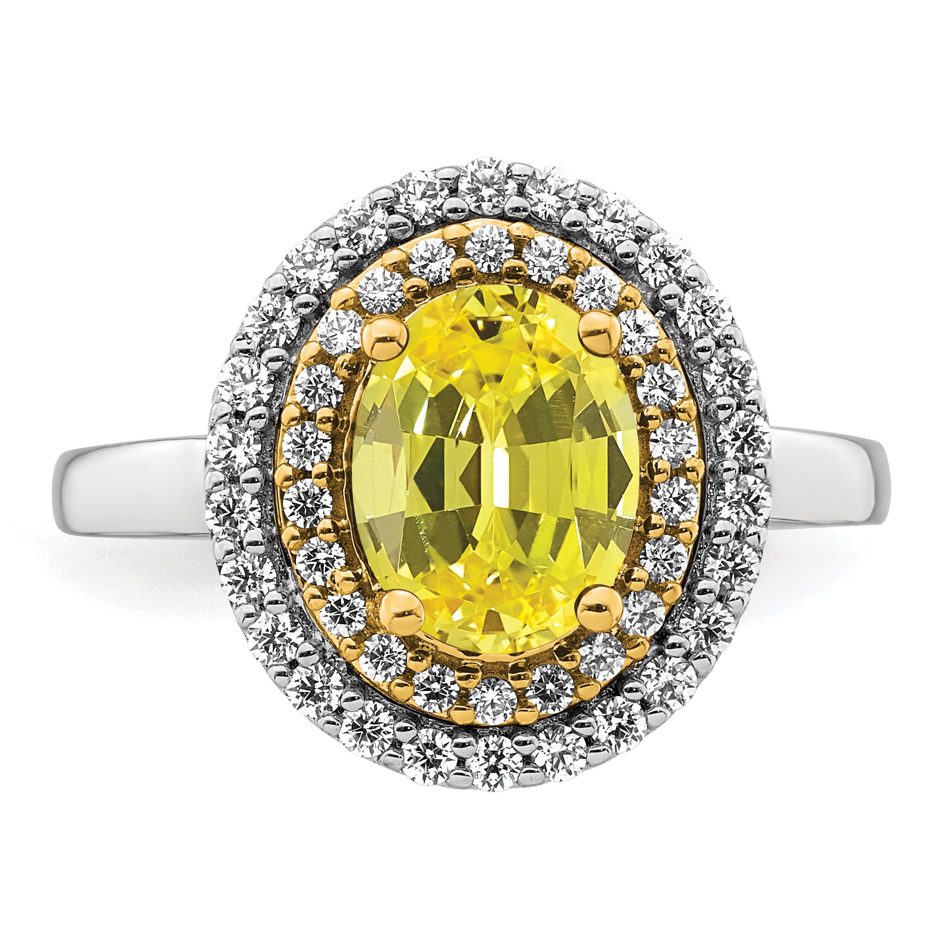 14K Two-Tone Lab Grown VS/SI+ G+ Dia & Created Yellow Sapphire Ring