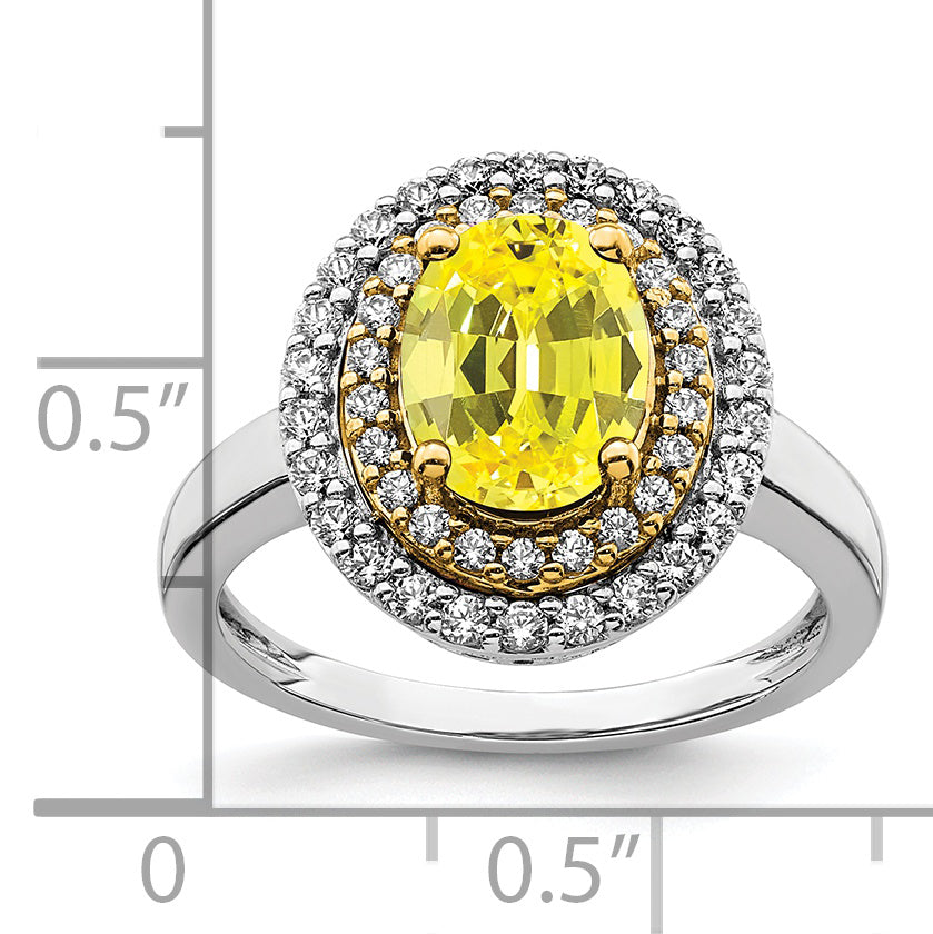 14K Two-Tone Lab Grown VS/SI+ G+ Dia & Created Yellow Sapphire Ring