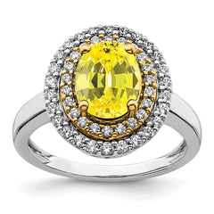 14K Two-Tone Lab Grown VS/SI+ G+ Dia & Created Yellow Sapphire Ring