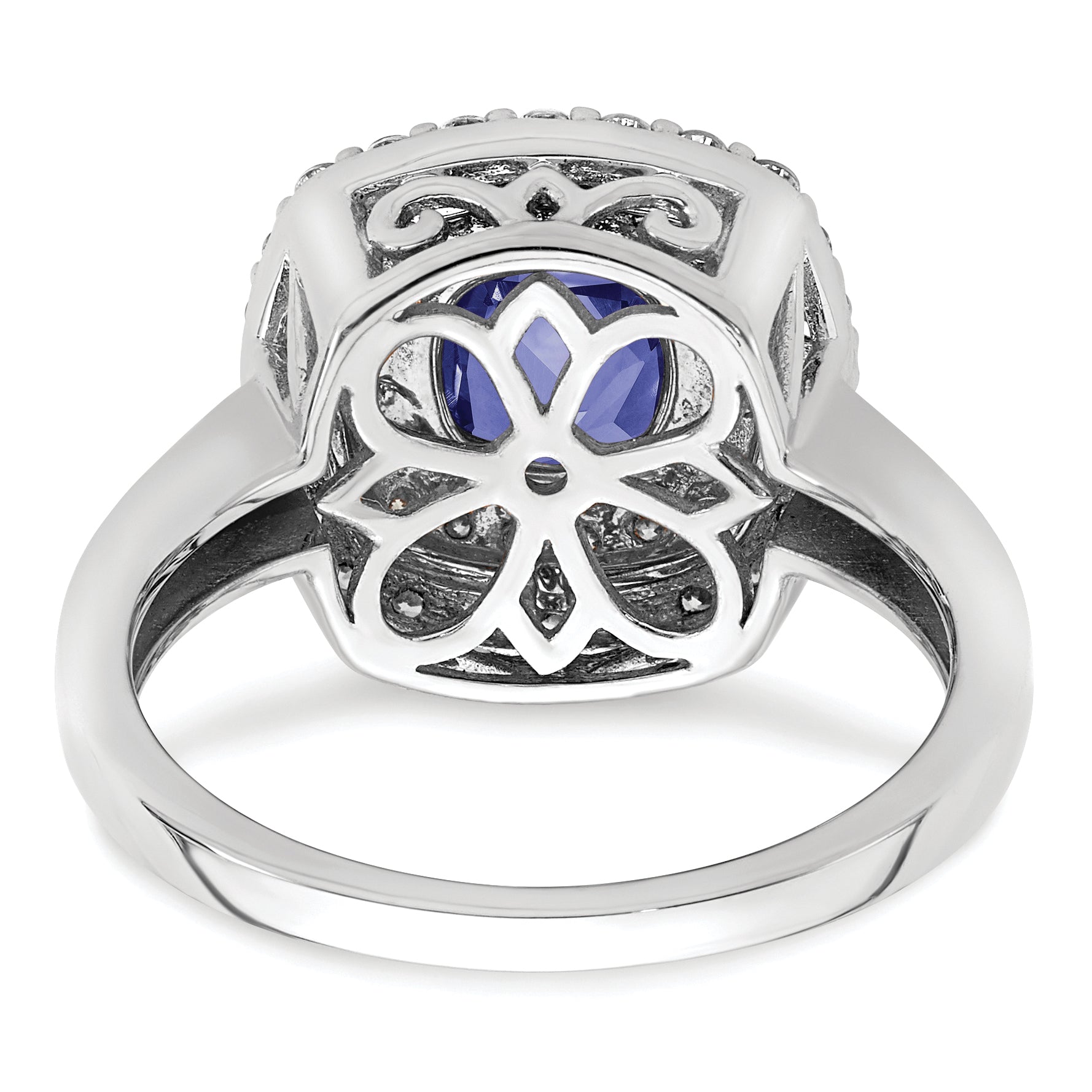 14k White Gold 1/2 carat Lab Grown Diamond VS/SI+ G+ and Lab Created Blue Sapphire Fashion Ring