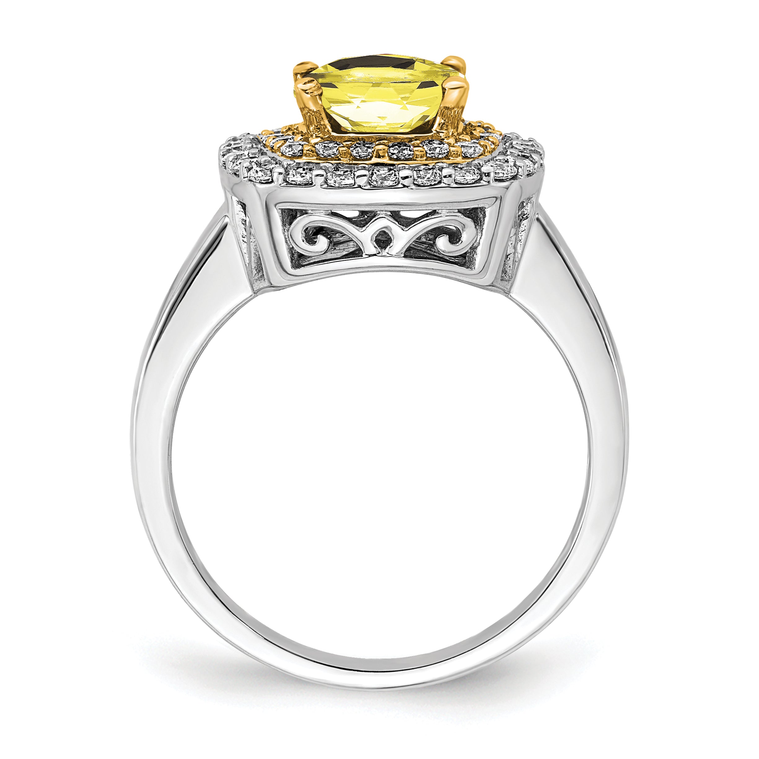 14k Two-Tone 1/2 carat Lab Grown Diamond VS/SI+ G+ and Lab Created Yellow Sapphire Fashion Ring Secondary image