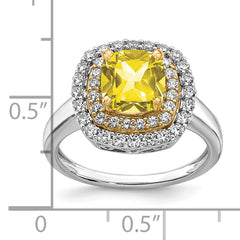 14k Two-Tone 1/2 carat Lab Grown Diamond VS/SI+ G+ and Lab Created Yellow Sapphire Fashion Ring