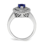 14k White Gold 1/2 carat Lab Grown Diamond VS/SI+ G+ and Lab Created Blue Sapphire Fashion Ring