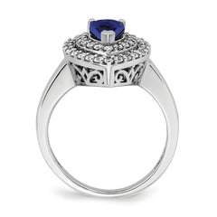14k White Gold 1/2 carat Lab Grown Diamond VS/SI+ G+ and Lab Created Blue Sapphire Fashion Ring
