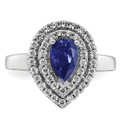 14k White Gold 1/2 carat Lab Grown Diamond VS/SI+ G+ and Lab Created Blue Sapphire Fashion Ring