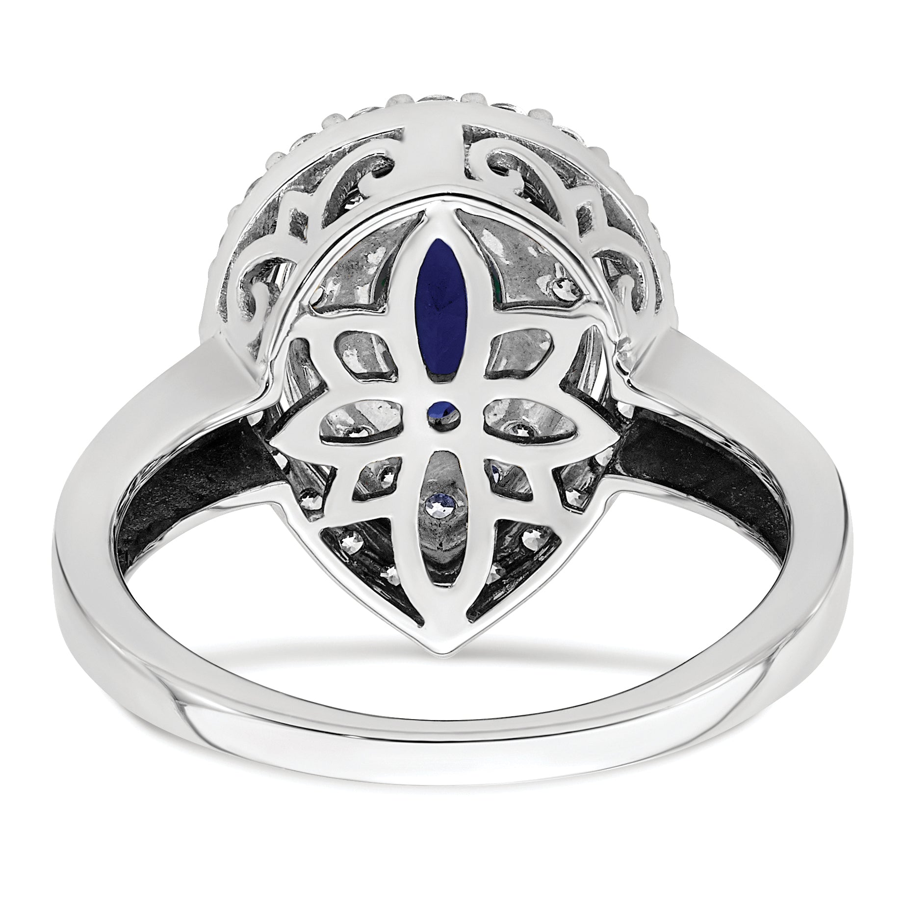 14k White Gold 1/2 carat Lab Grown Diamond VS/SI+ G+ and Lab Created Blue Sapphire Fashion Ring