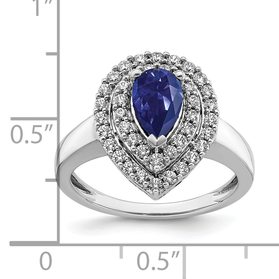 14k White Gold 1/2 carat Lab Grown Diamond VS/SI+ G+ and Lab Created Blue Sapphire Fashion Ring