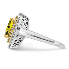 14k Two-Tone 1/2 carat Lab Grown Diamond VS/SI+ G+ and Lab Created Yellow Sapphire Fashion Ring