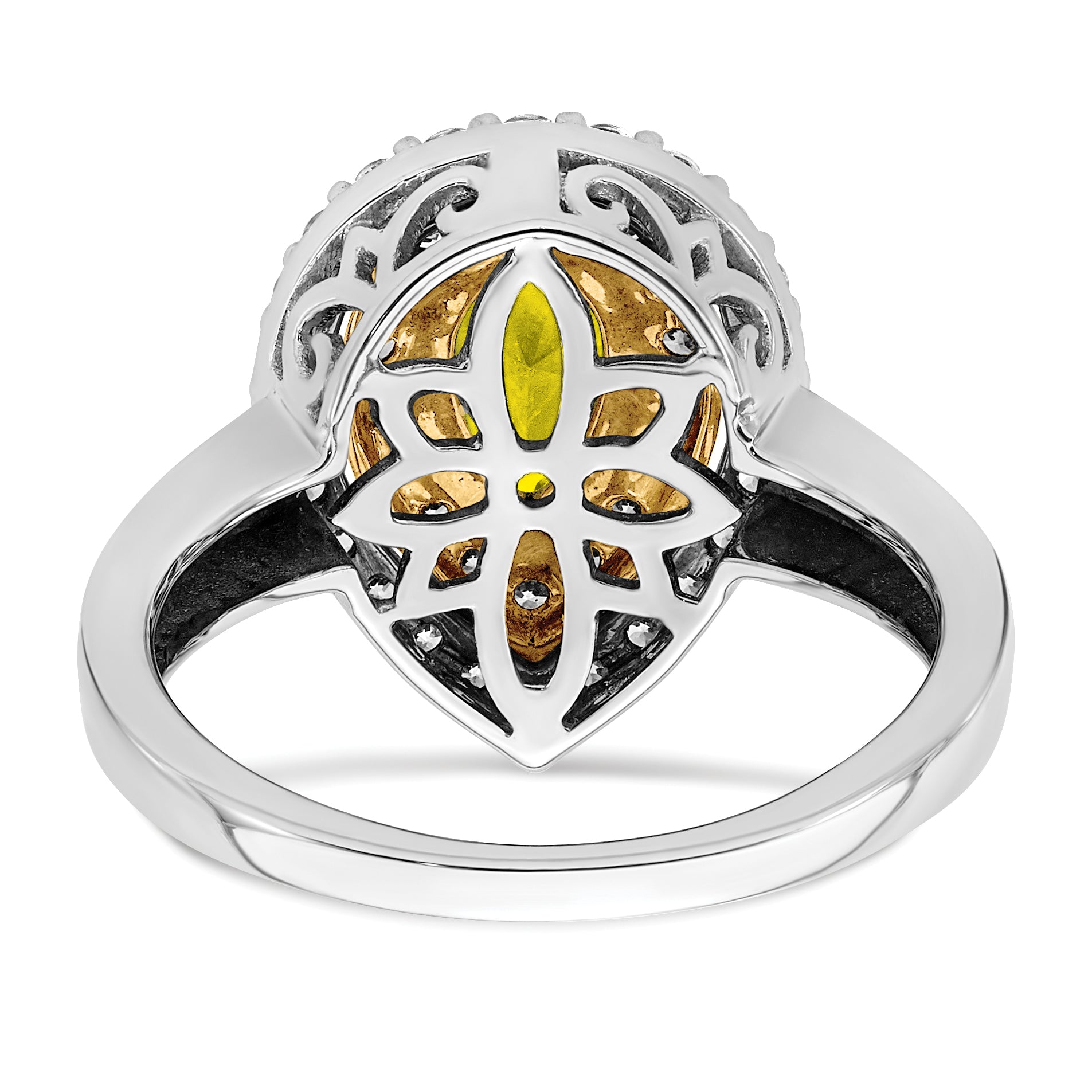 14k Two-Tone 1/2 carat Lab Grown Diamond VS/SI+ G+ and Lab Created Yellow Sapphire Fashion Ring