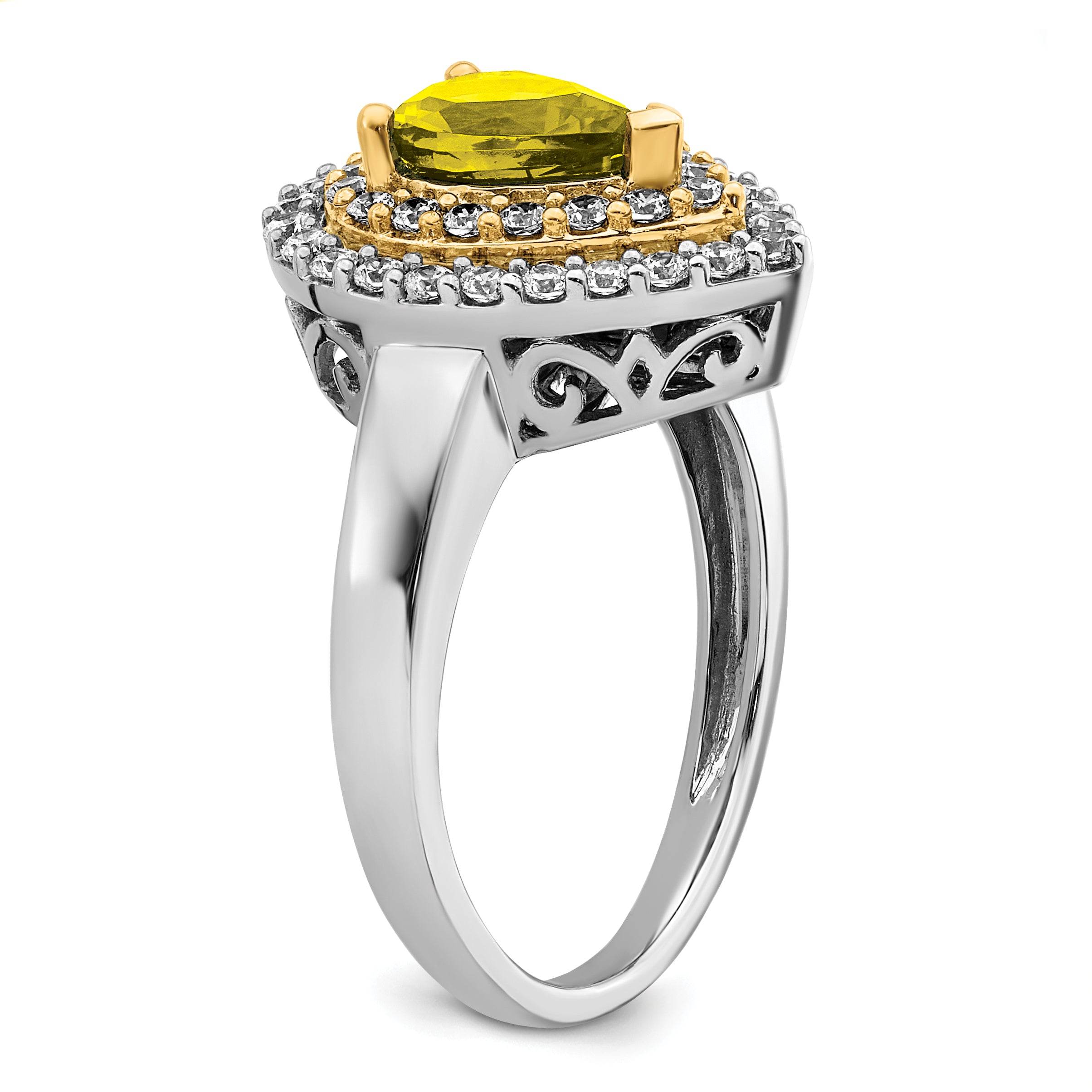 14k Two-Tone 1/2 carat Lab Grown Diamond VS/SI+ G+ and Lab Created Yellow Sapphire Fashion Ring