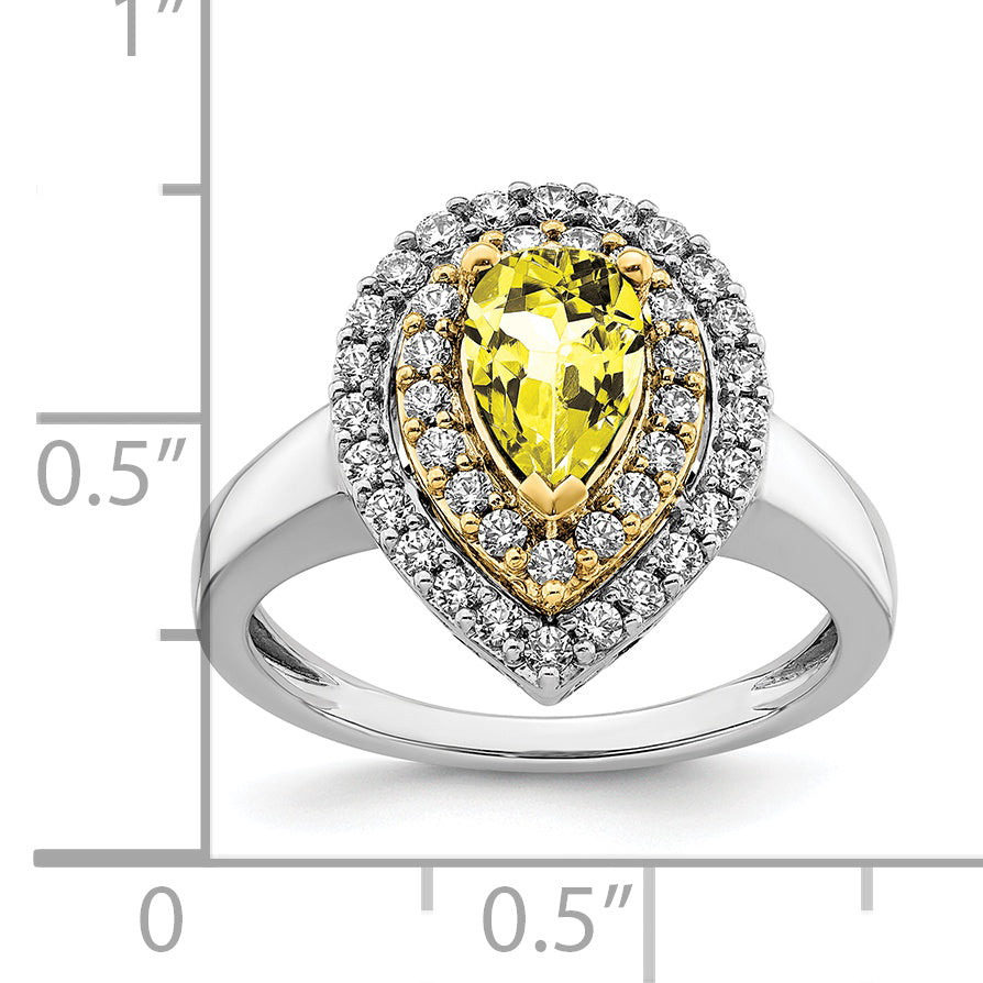 14k Two-Tone 1/2 carat Lab Grown Diamond VS/SI+ G+ and Lab Created Yellow Sapphire Fashion Ring