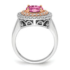 14k Two-Tone Rose and White Gold 5/8 carat Lab Grown Diamond VS/SI+ G+ and Lab Created Pink Sapphire Fashion Ring