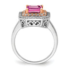 14k Two-Tone Rose and White Gold 5/8 carat Lab Grown Diamond VS/SI+ G+ and Lab Created Pink Sapphire Fashion Ring