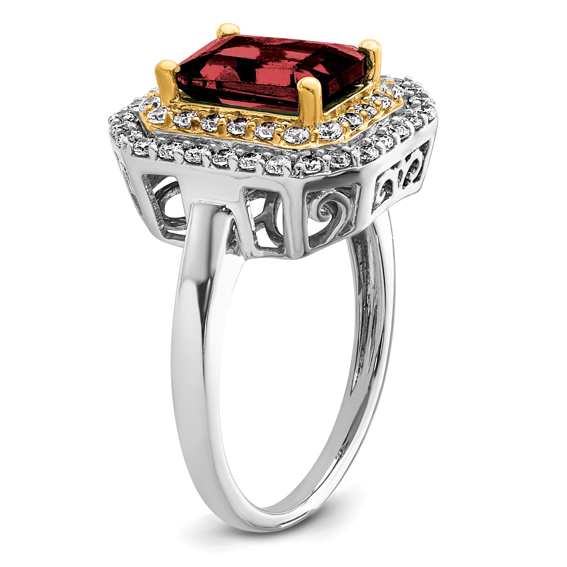 14k Two-Tone 5/8 carat Lab Grown Diamond VS/SI+ G+ and Lab Created Ruby Fashion Ring