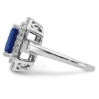 14k White Gold 5/8 carat Lab Grown Diamond VS/SI+ G+ and Lab Created Blue Sapphire Fashion Ring