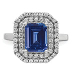 14k White Gold 5/8 carat Lab Grown Diamond VS/SI+ G+ and Lab Created Blue Sapphire Fashion Ring