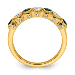 14k 1/2 carat Lab Grown Diamond VS/SI+ G+ and Lab Created Emerald Ring