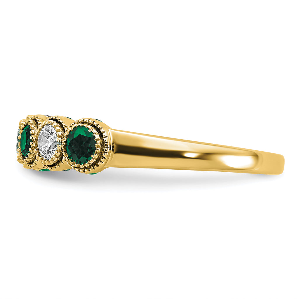 14k 1/2 carat Lab Grown Diamond VS/SI+ G+ and Lab Created Emerald Ring
