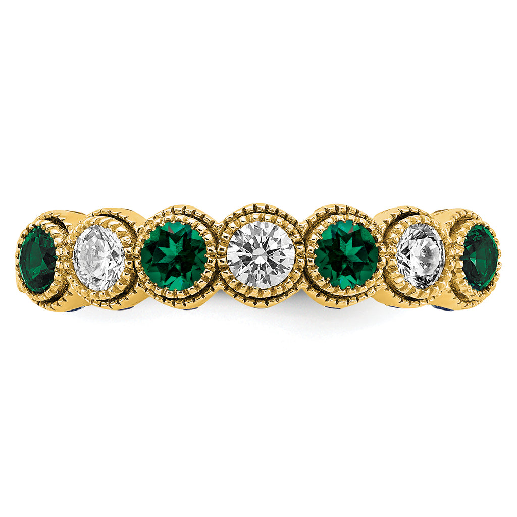 14k 1/2 carat Lab Grown Diamond VS/SI+ G+ and Lab Created Emerald Ring