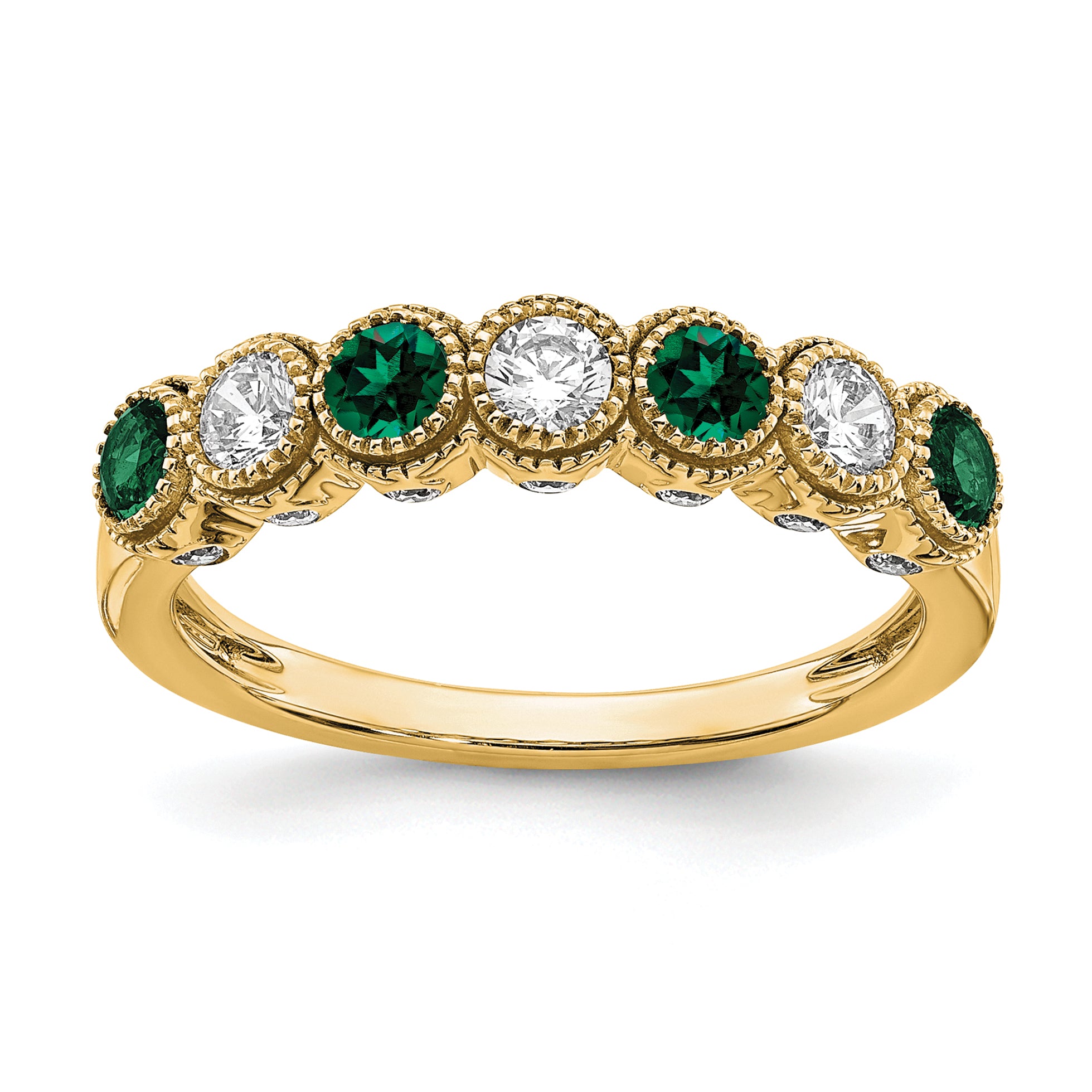 14k 1/2 carat Lab Grown Diamond VS/SI+ G+ and Lab Created Emerald Ring