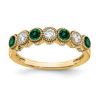 14k 1/2 carat Lab Grown Diamond VS/SI+ G+ and Lab Created Emerald Ring