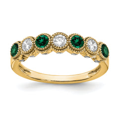 14k 1/2 carat Lab Grown Diamond VS/SI+ G+ and Lab Created Emerald Ring