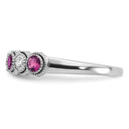14k White Gold  1/2 carat Lab Grown Diamond VS/SI+ G+ and Lab Created Pink Sapphire Ring