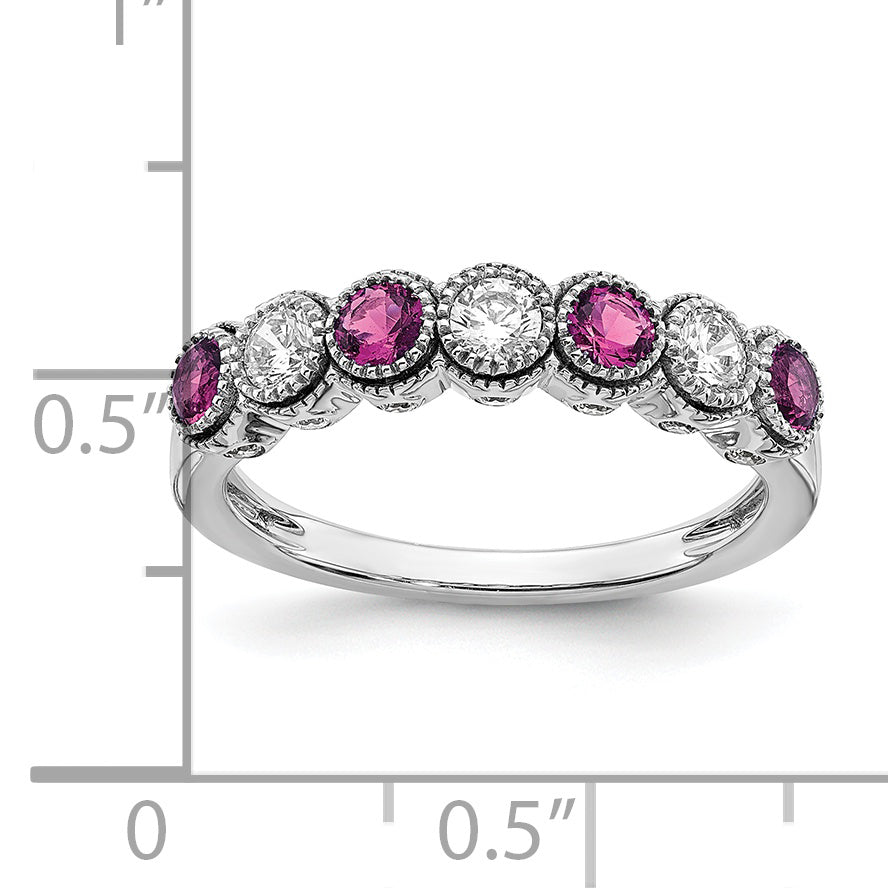 14k White Gold  1/2 carat Lab Grown Diamond VS/SI+ G+ and Lab Created Pink Sapphire Ring
