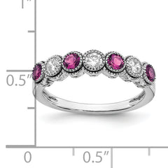14k White Gold  1/2 carat Lab Grown Diamond VS/SI+ G+ and Lab Created Pink Sapphire Ring