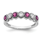 14k White Gold  1/2 carat Lab Grown Diamond VS/SI+ G+ and Lab Created Pink Sapphire Ring