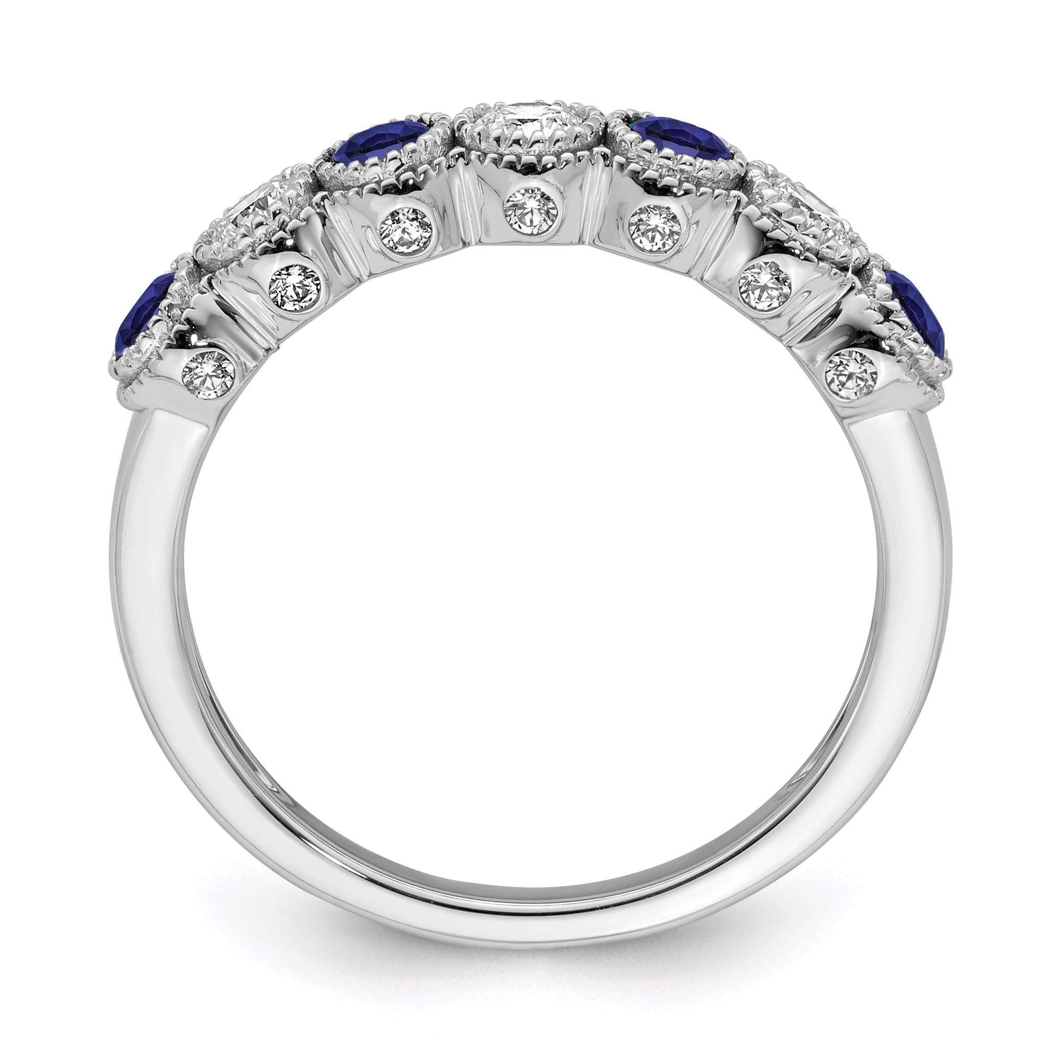 14k White Gold  1/2 carat Lab Grown Diamond VS/SI+ G+ and Lab Created Blue Sapphire Ring