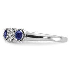 14k White Gold  1/2 carat Lab Grown Diamond VS/SI+ G+ and Lab Created Blue Sapphire Ring