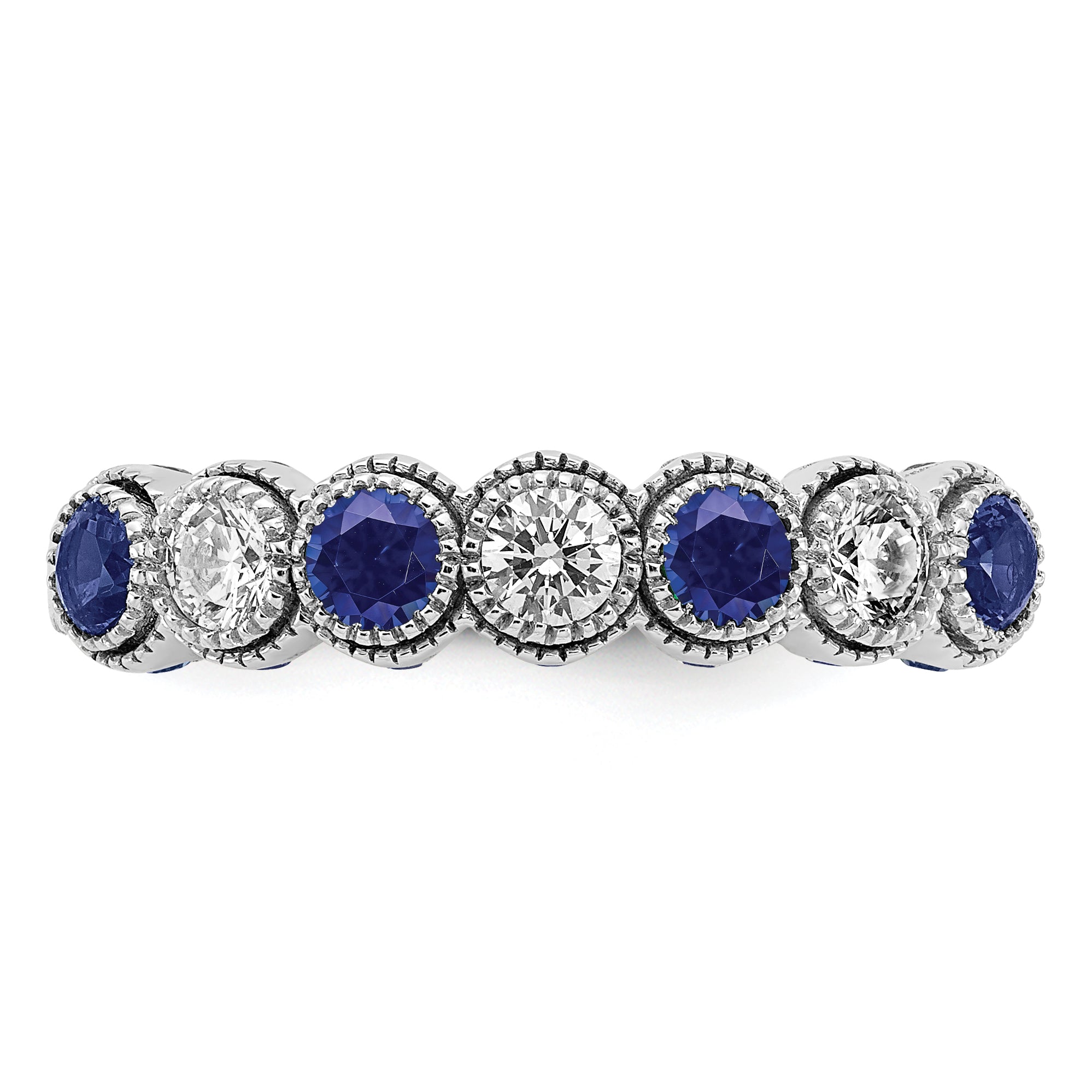 14k White Gold  1/2 carat Lab Grown Diamond VS/SI+ G+ and Lab Created Blue Sapphire Ring