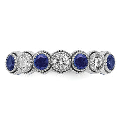 14k White Gold  1/2 carat Lab Grown Diamond VS/SI+ G+ and Lab Created Blue Sapphire Ring
