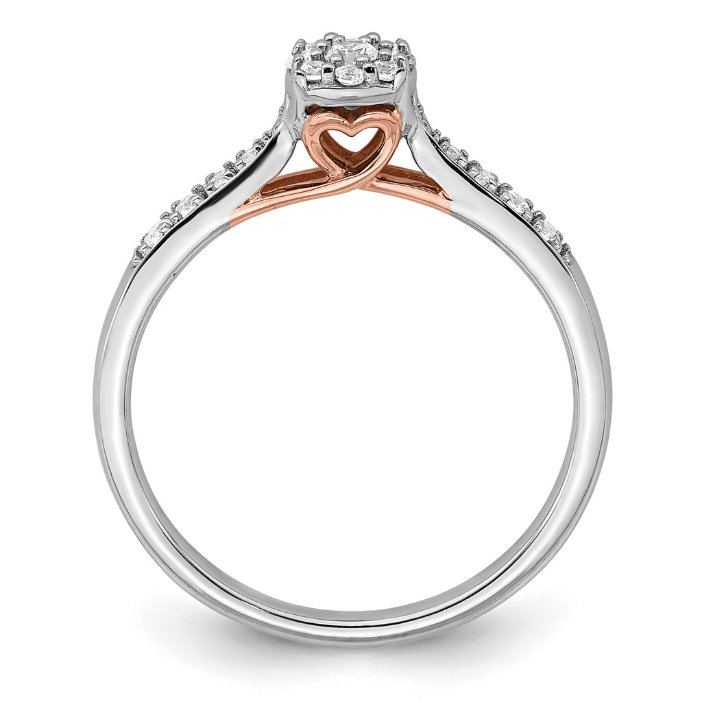 14k Two Tone Rose and White Gold 1/5 carat Lab Grown Diamond VS/SI+ G+ Petite Engagement Ring