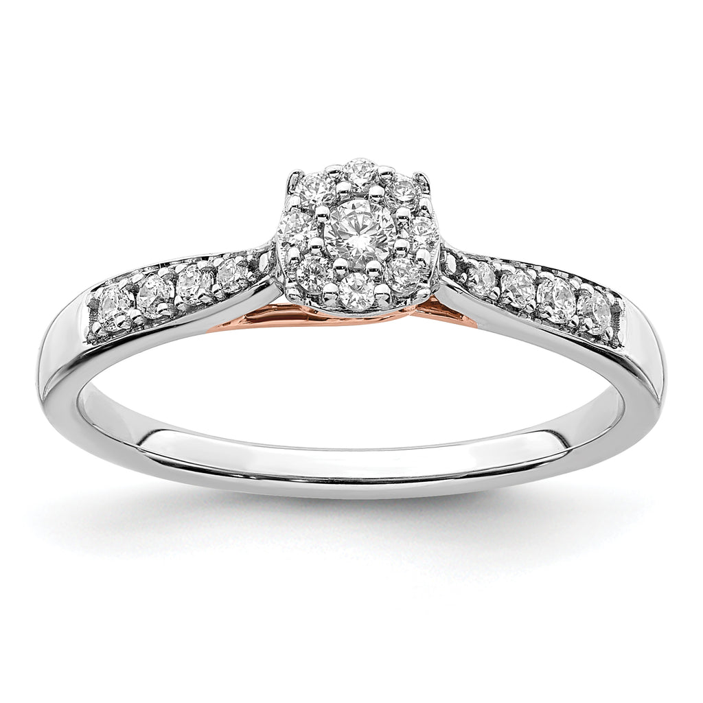 14k Two Tone Rose and White Gold 1/5 carat Lab Grown Diamond VS/SI+ G+ Petite Engagement Ring