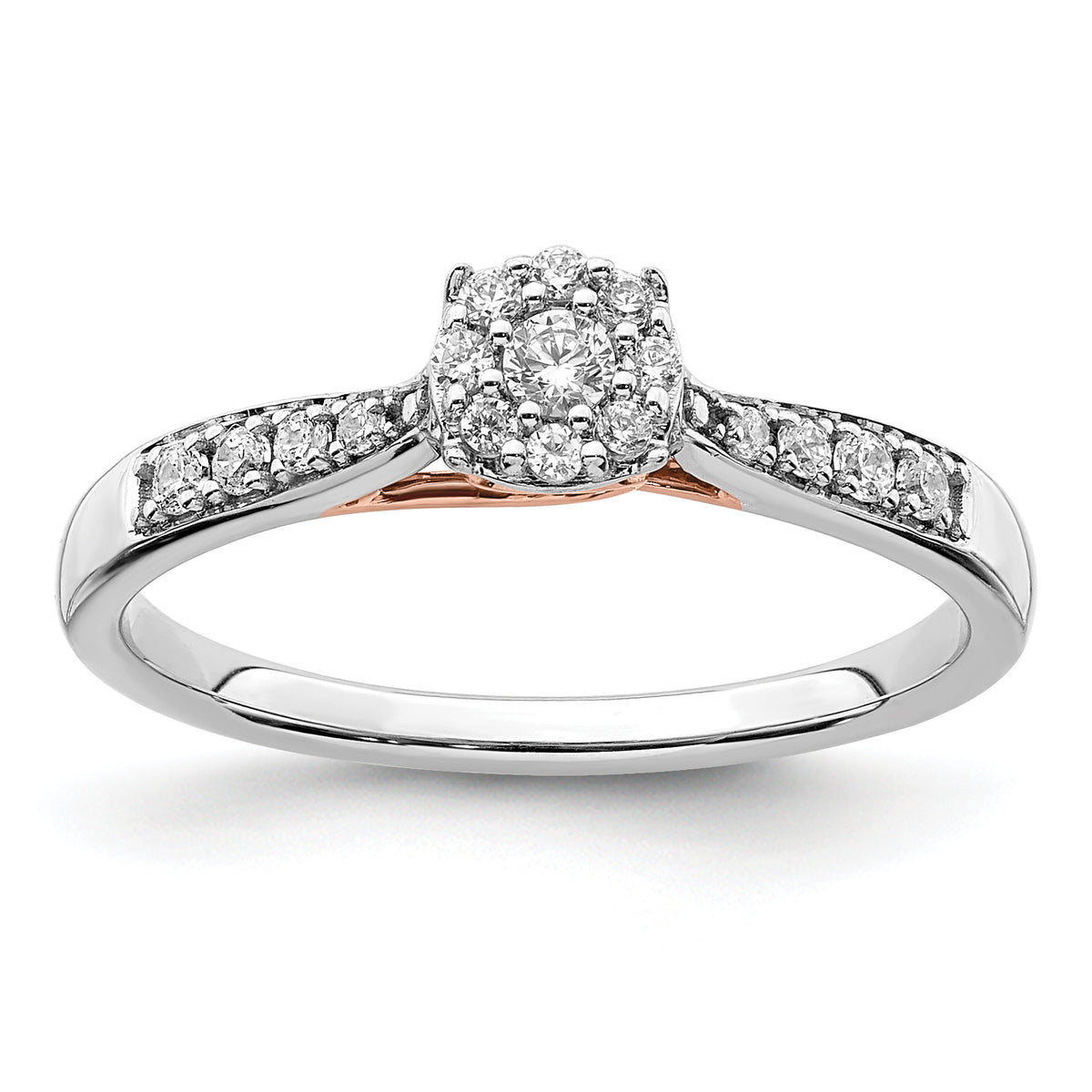 14k Two Tone Rose and White Gold 1/5 carat Lab Grown Diamond VS/SI+ G+ Petite Engagement Ring