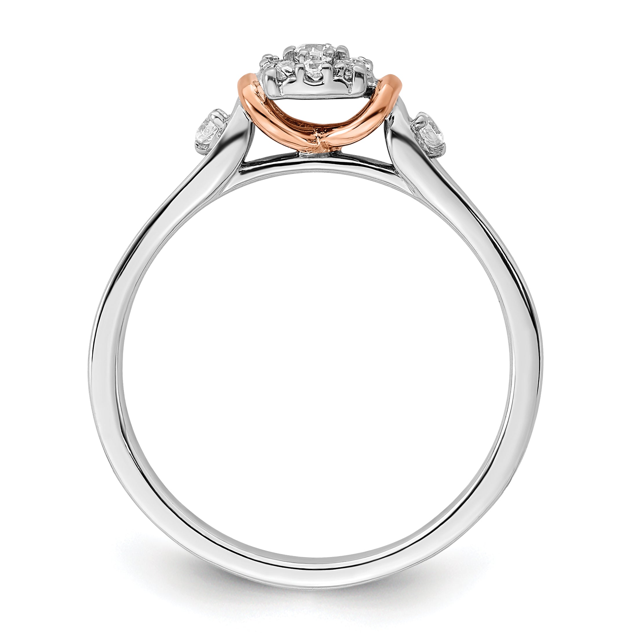 14k Two-tone Rose and White Gold 1/6 carat Lab Grown Diamond VS/SI+ G+ Petite Engagement Ring Secondary image